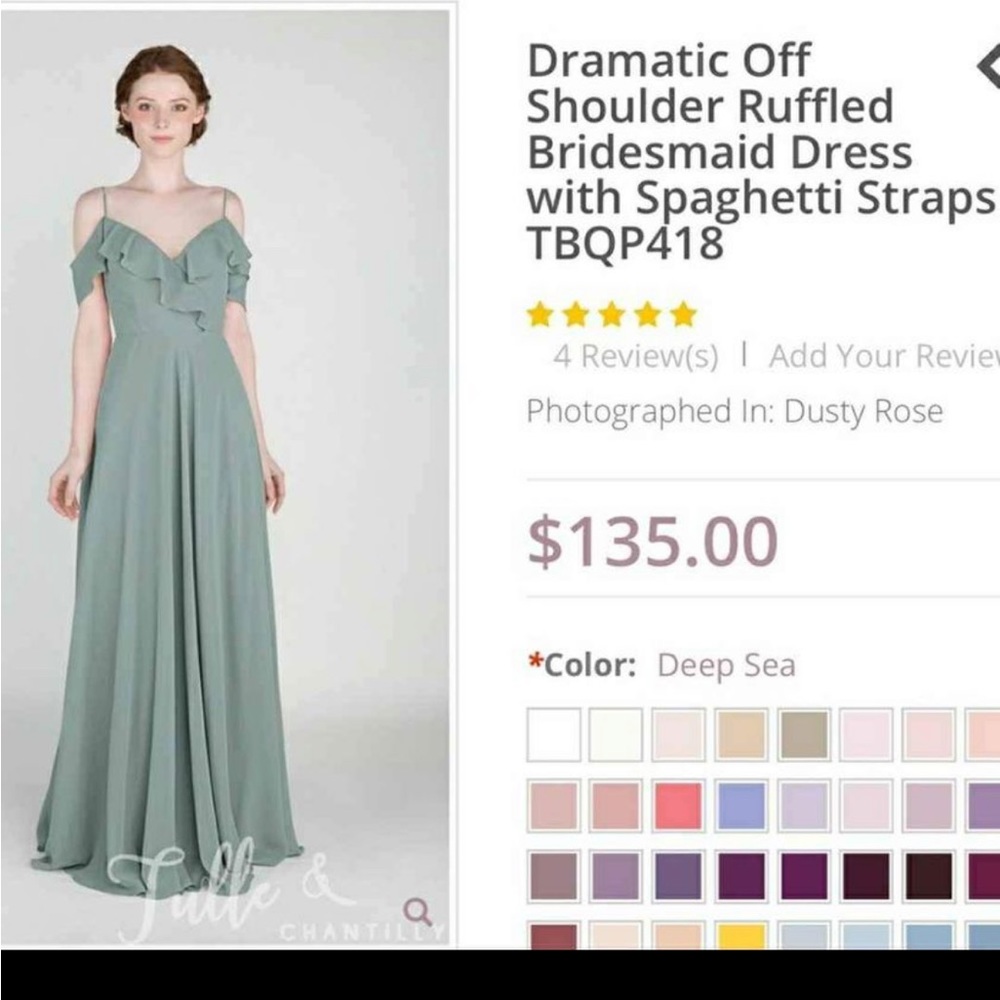 Tulle and Chantilly bridesmaid dress Eucalyptus